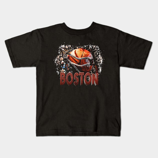 Classic Sports Boston Proud Name Basketball Kids T-Shirt by Irwin Bradtke